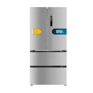 Cecotec Bolero CoolMarket FD 510 Inox E Frigorifico Puerta Francesa de 4 Puertas - Capacidad 510L - Total Nofrost - Congelacion Ultrarapida - Frio Envolvente - Clase E - 183x85cm - Color Ace