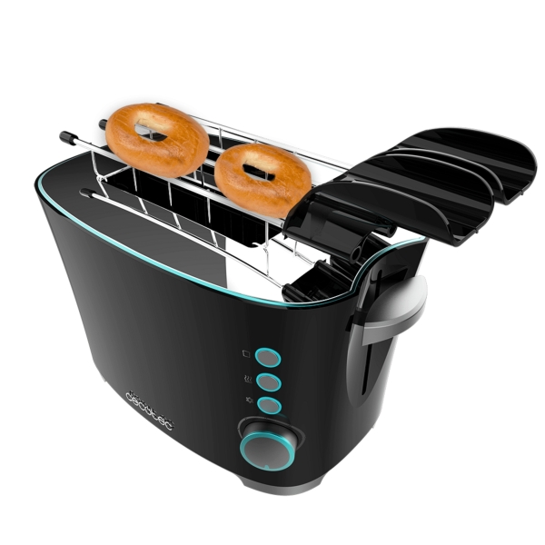 Cecotec Toast and Taste Double B Tostadora de Doble Ranura - 650W - Ranura Ancha - Pinzas para Tostadas - 7 Niveles - Funciones Descongelar y Recalentar - Bandeja Recogemigas Extraible - Col