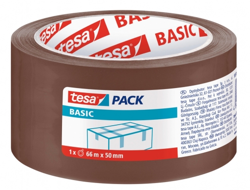 Tesa Basic Precinto de Embalar 50mm x 66 Metros - Fabricado en Polipropileno - Adhesivo Ecologico - Color Marron