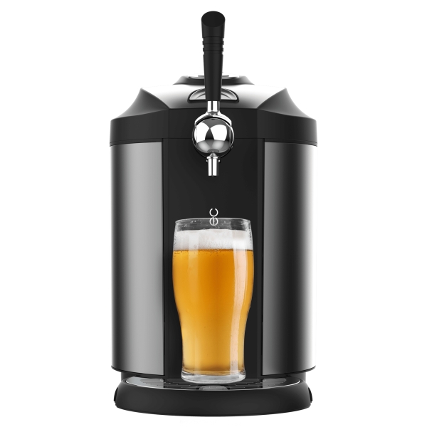 Cecotec BeerFlow Steel 5000 Dispensador de Cerveza - 65W - Compatible con Barriles 5L - Temperatura de 2 a 12°C - Indicador LED - Bandeja Recogegotas Extraible - Base Antideslizante - Color