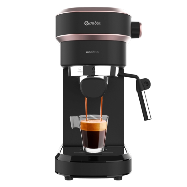 Cecotec Cafelizzia 890 Rose Cafetera Espresso con Vaporizador - 1350W - Capacidad 1.1L - Presion 20bar - Vaporizador - Temperatura Regulable - Acero Inoxidable - Termoblock - Calientatazas -