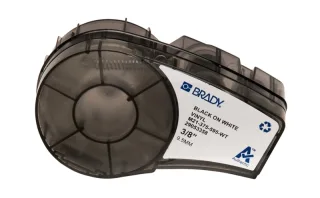 Brady M21-375-595-WT Cinta de Etiquetas Original Vinilo - Texto Negro sobre Fondo Blanco - Ancho 9,53mm x 6,40m