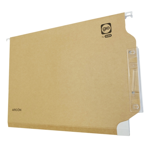 Gio By Elba Carpeta Colgante Armario Arcon A4 240gr - Lomo en V - Capacidad Max.100Hojas - Cartulina Bicolor - Visor Efecto Lupa - Etiquetas Blancas Incluidas · Pack de 25 uds.