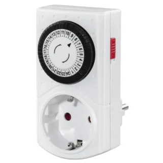 Hama Mini Enchufe Temporizador Mecanico - Potencia Maxima 3680W - Voltaje 230V - Temporizador - Intervalos de 30min - Color Blanco