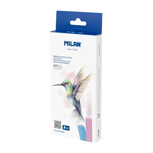 Milan Art Pack de 12 Barritas Pastel Blando - Colores Metalizados - Colores Surtidos