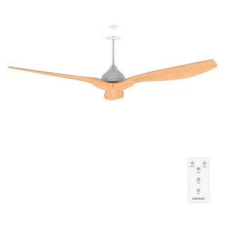Cecotec EnergySilence Aero 5200 WhiteWood Ventilador de Techo de 3 Aspas - 35W - Diametro 52" - Temporizador - 6 Velocidades - Modo Invierno - Altura Ajustable - Aspas de Madera Clara - Colo