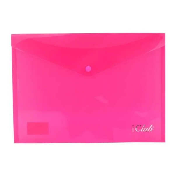 Ingraf Sobre Portadocumentos A4 - Cierre de Broche - Polipropileno Cristal Transparente - Color Rosa · Pack de 10 uds.