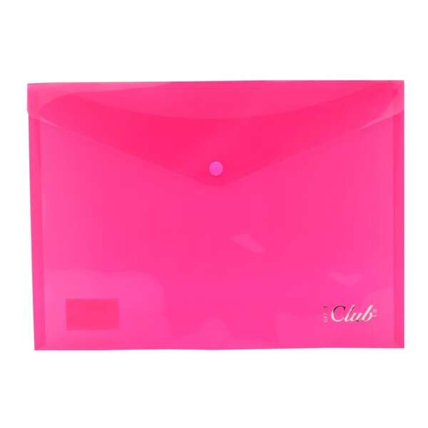 Ingraf Sobre Portadocumentos A4 - Cierre de Broche - Polipropileno Cristal Transparente - Color Rosa · Pack de 10 uds.