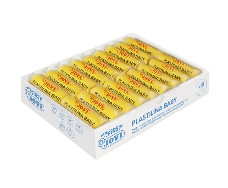 Jovi Baby Caja de 18 Pastillas de Plastilina 38gr - Pasta Modelar Super Blanda - Estimula Creatividad y Sensibilidad Tactil - Fortalece Musculos de Manos y Dedos - Color Amarillo