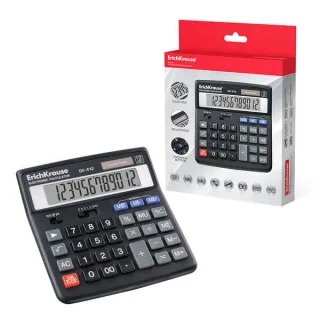Erichkrause DC-412 Calculadora de Sobremesa - Pantalla LCD de 12 Digitos - Memoria Doble - Funciones de Calculo Avanzadas - Color Negro