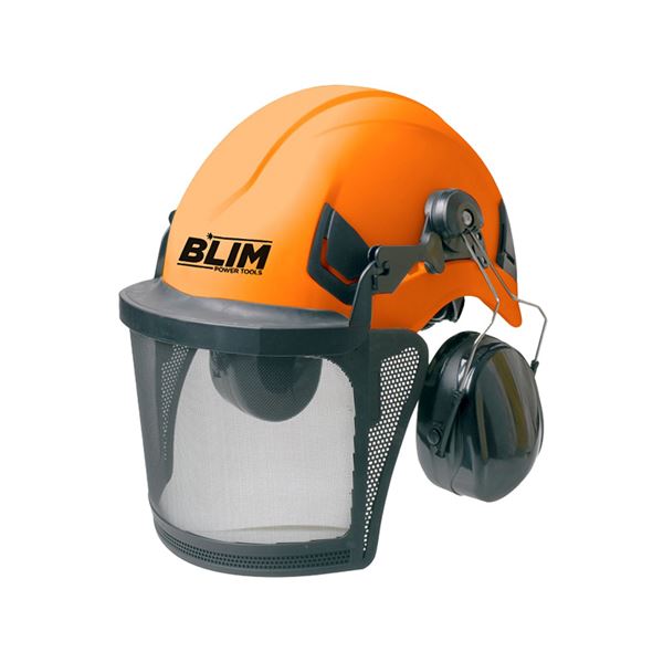Blim Casco de Seguridad - Visera Protectora - Proteccion Auditiva 25dB - ABS - Talla 53-64cm - Visor de Malla Metalica - Ajuste de Trinquete - Alta Visibilidad - Forestal y Jardineria - Colo