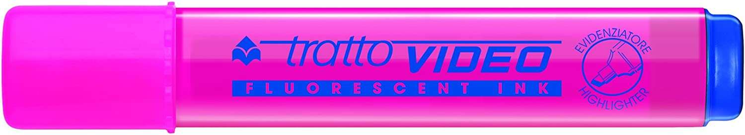 Tratto Video Marcador Fluorescente - Punta Biselada - Tinta Base de Agua - Secado Rapido - Color Rosa Fluorescente · Pack de 12 uds.