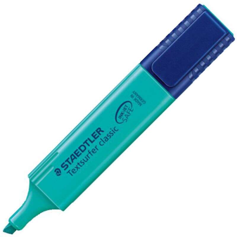 Staedtler Textsurfer Classic 364 Marcador Fluorescente - Punta Biselada - Trazo entre 1 - 5mm - Tinta con Base de Agua - Color Turquesa · Pack de 10 uds.