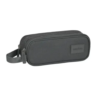 Safta Basic Portatodo - 2 Compartimentos con Cremalleras - 1L - Asa Lateral - 210x60x80mm - Color Gris