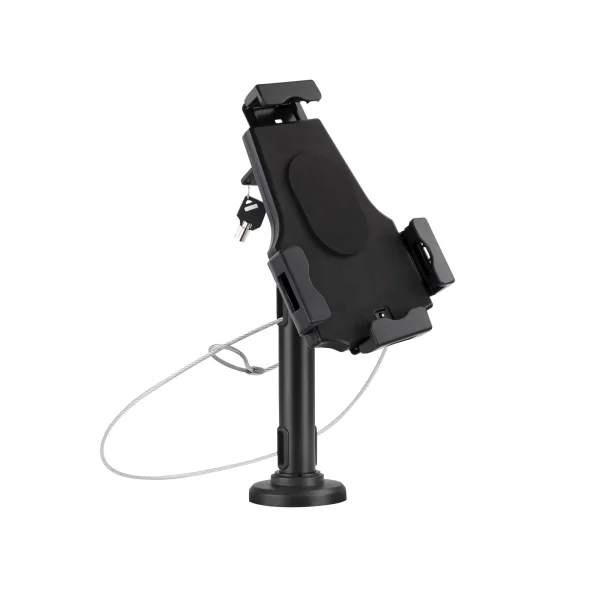 Tooq Soporte de Sobremesa y Pared Profesional Ajustable para Tablet de entre 7.9” a 10.5” - Incluye Candado Antirrobo - Organizador de Cables - Color Negro