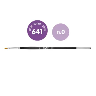 Milan 612 Premium Synthetic Pack de 6 Pinceles Lengua de Gato Numero 0 - Bolsa con Colgador - Pelo Sintetico - Mango Corto - Color Negro