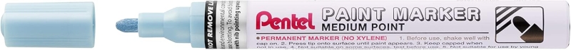 Pentel Paint Marker Marcador de Pintura - Punta Media 4.5mm - Permanente en todas las Superficies - Resistente a Luz y Agua - Cuerpo de Aluminio - Color Azul Claro Perla · Pack de 12 uds.