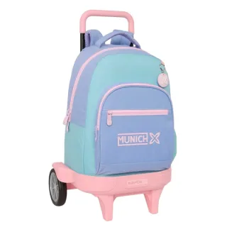 Safta Munich Mellow Mochila con Carro - Extraible - Portabotellas - Tirador Doble - Hombreras Acolchadas - Tarjeta ID - Ruedas Antivibracion - Carro de PP - 33L - 330x220x450mm - Color Azul