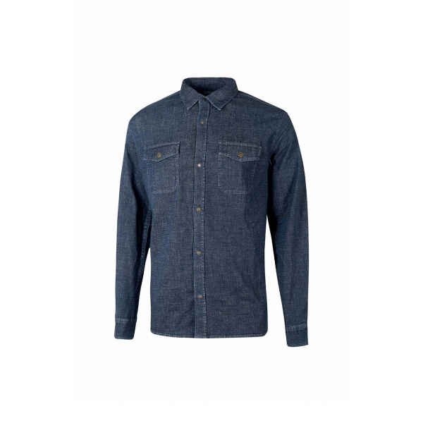 Upower Maple Camisa de Trabajo de Alta Calidad - Talla 2XL - Tela Reciclada, Bolsillos con Solapas, Cierre a Presion, Cuello Bordado, Puños Ajustables, Proteccion DPI1 - Color Azul Marino
