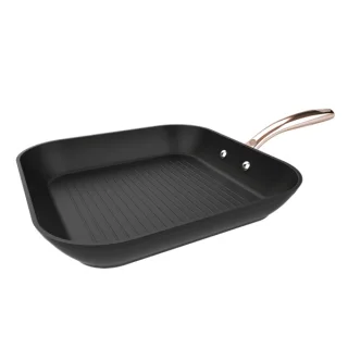 Cecotec Polka Fantasy Grill Golden Sarten Cuadrada de 28cm - Aluminio Forjado - Mango Remachado - Revestimiento Antiadherente - Apto para Horno hasta 230°C - Compatible con Induccion - Color