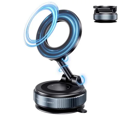 XO C169 Soporte Magnetico de Coche para Smartphones - Fijacion por Vacio - Rotacion 360º - Brazo Extensible - Multisuperficie - Boton de Liberacion - Aro Metalico Incluido - Color Negro