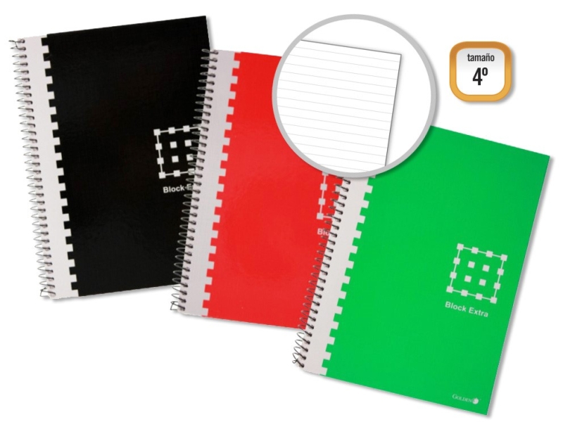 Golden Cuaderno Espiral 4º 80 Hojas 60grs 1 Raya - Margen Remarcado - Tapa Extradura - Colores Surtidos · Pack de 6 uds.