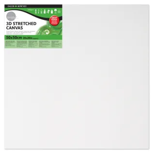 Daler Rowney Simply Bastidor Entelado 3D - 50x50cm - Imprimacion Triple - Grano Medio - 100% Algodon sin Acido - 250g - Color Blanco