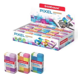 Erichkrause Pixel Goma de Borrar Suave de Forma Clasica - Fabricada de Caucho Termoplastico - Sin PVC - Colores Surtidos · Pack de 30 uds.