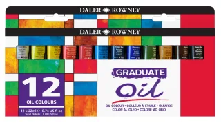 Daler Rowney Graduate Pack de 12 Pinturas al Oleo - Tubos de Aluminio - 22ml - Colores Surtidos