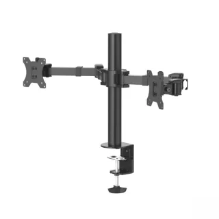 Hama Soporte de Mesa con Brazos Articulados para 2 Monitores de 13 a 35" - Capacidad 15kg - Inclinacion 35º - Altura Ajustable - Giro 180º - Acero - VESA 100x100 - 101.8x13.81x40.43cm - Colo