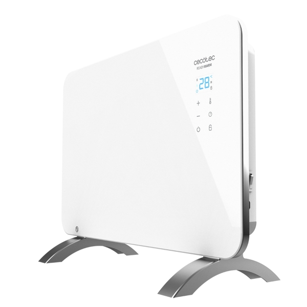 Cecotec Ready Warm 6650 Crystal Connection Convector de Cristal Templado - 1000W - Cobertura hasta 10m2 - Control Wi-Fi - LED Tactil - 2 Niveles - Seguridad y Proteccion - 60x7x43cm - Color