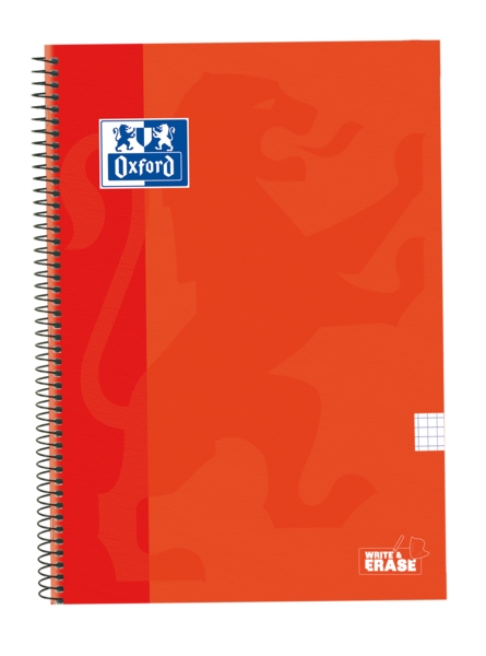 Oxford School Classic Cuaderno Espiral Tapa Extradura Write&Erase - Folio 4x4 con Margen - 80 Hojas - Color Naranja · Pack de 5 uds.