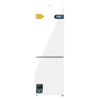 Cecotec Bolero CoolMarket Combi 250 White Glass E Frigorifico Combi - Capacidad 250L - Temperatura Regulable - Frio Envolvente - Cajon Humedad Regulable - Clase E - 54x57.6x180cm - Color Bla