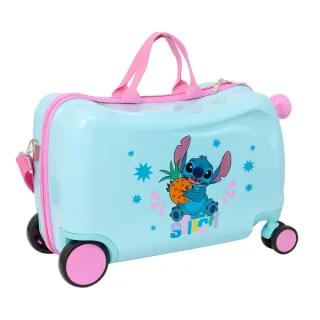 Safta Stitch Bright Maleta Trolley Infantil - Reposapies - Bandolera Ajustable - Asas de Mano - Tiradores con Ranura para Candado - Interior Forrado - 44x27x21cm - Color Azul Pastel