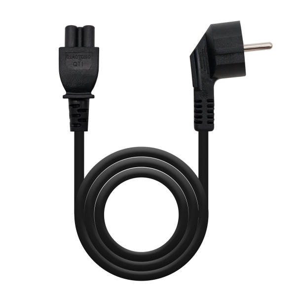 Nanocable Cable de Alimentacion CEE7 Acodado Macho a M-C5 Hembra Trebol 3m - Color Negro