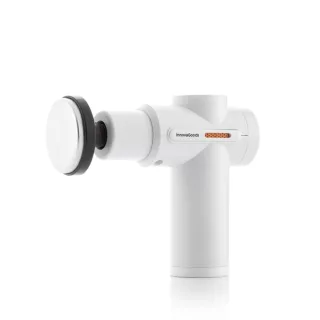 Innovagoods Masajeador Pistola de Masaje Muscular con Calor y Frio - 6 Cabezales Intercambiables - 6 Velocidades - Pantalla LCD - Recargable por USB