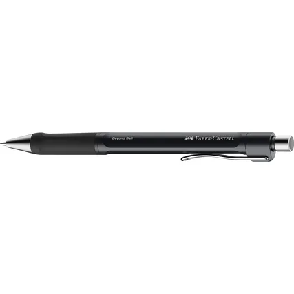 Faber-Castell Beyond Ball Boligrafo Retractil - Punta 1mm - Trazo de 0.5mm - Grip de Agarre - Tinta Negra - Color del Cuerpo Negro · Pack de 10 uds.