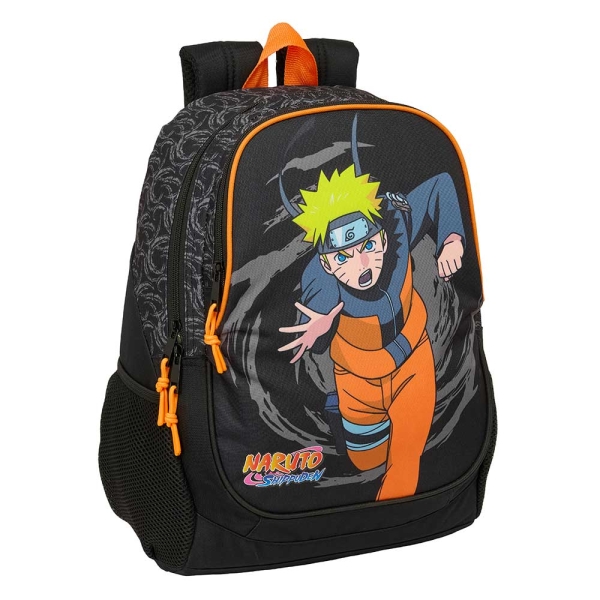 Safta Naruto Mochila Adaptable a Carro - Portabotellas - Dos Compartimentos Grandes - Tirador Doble - Hombreras Ergonomicas y Acolchadas - Asa de Mano Superior - 23L - 320x160x440mm - Color Negro