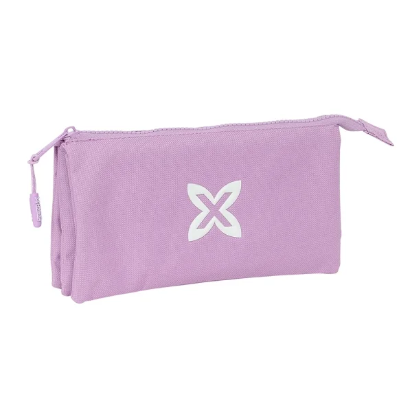 Safta Munich Basicos Lila Portatodo - 3 Compartimentos con Cremalleras - Bolsillo Interior - 0.6L - 220x30x120mm - Color Violeta