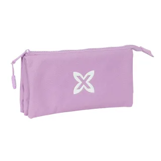 Safta Munich Basicos Lila Portatodo - 3 Compartimentos con Cremalleras - Bolsillo Interior - 0.6L - 220x30x120mm - Color Violeta