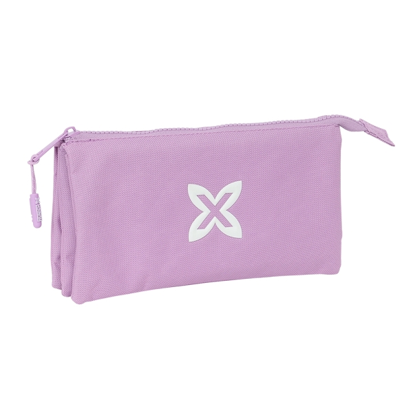 Safta Munich Basicos Lila Portatodo - 3 Compartimentos con Cremalleras - Bolsillo Interior - 0.6L - 220x30x120mm - Color Violeta
