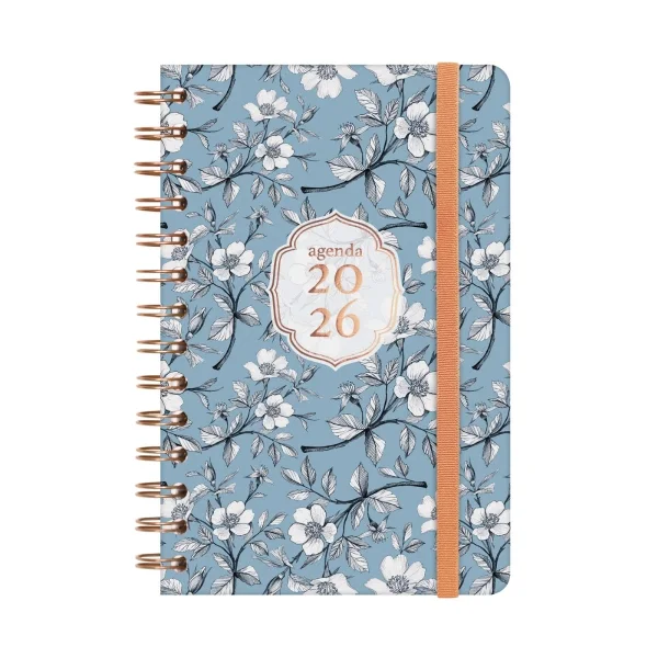 Finocam You Agenda de Espiral en Catalan - Anual 2026 - Planificador - Cierre de Goma - Formato E5 - 131x19x190mm - Semana Vista Horizontal - Tematica de Flores