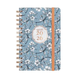 Finocam You Agenda de Espiral en Catalan - Anual 2026 - Planificador - Cierre de Goma - Formato E5 - 131x19x190mm - Semana Vista Horizontal - Tematica de Flores