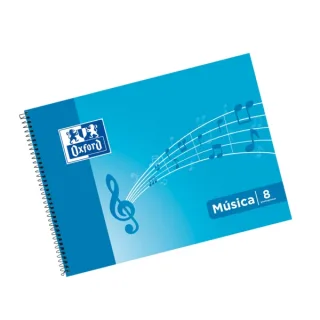 Oxford Cuaderno de Musica Espiral Formato 4º Apaisado 20 Hojas - 8 Pentagramas Interlineado de 2mm - Tapa Blanda - Color Azul