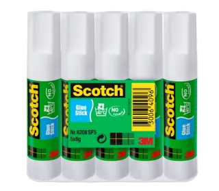 Scotch Pack de 5 Pegamentos en Barra Adhesivo Solido - 8gr por Unidad - Color Transparente