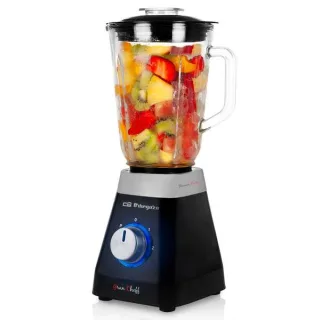 Orbegozo BV 6400 Batidora de Vaso Acero Inoxidable - Potente Motor 500W - Jarra de Cristal 1L - Cuchillas de Titanio - 2 Velocidades + Pulse - Sistema de Seguridad - Ideal para Smoothies y C