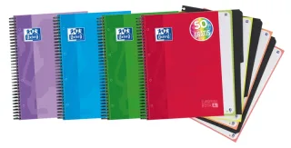 Oxford School Classic Europeanbook 4 Cuaderno Doble Espiral A4+ Cuadricula 5x5 - 120 Hojas Microperforadas 4 Taladros - Tapa Extradura Resistente - Incluye 3 Separadores - Colores Surtidos ·
