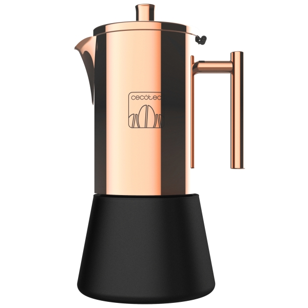 Cecotec Moking 200 Cafetera Italiana para 2 Tazas - Acero Inoxidable - Apto para Lavavajillas - Junta de Silicona - Valvula de Seguridad - 12.3x8x17.5cm - Color Cobre