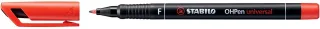 Stabilo OHPen Rotulador Permanente - Punta Fina - Trazo de 0.7mm - Agarre Antideslizante - Tapon Ventilado - Color Rojo · Pack de 10 uds.