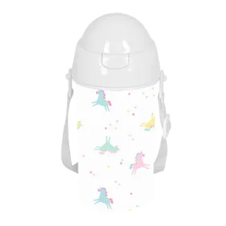 Safta Unicornio Botella de 500ml - PVC sin BPA - Pajita Interior - 73x73x195mm - Color Blanco